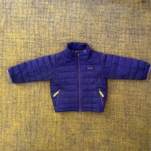 Patagonia baby down sweater Vibrant Purple Jacket with Yellow Zipper